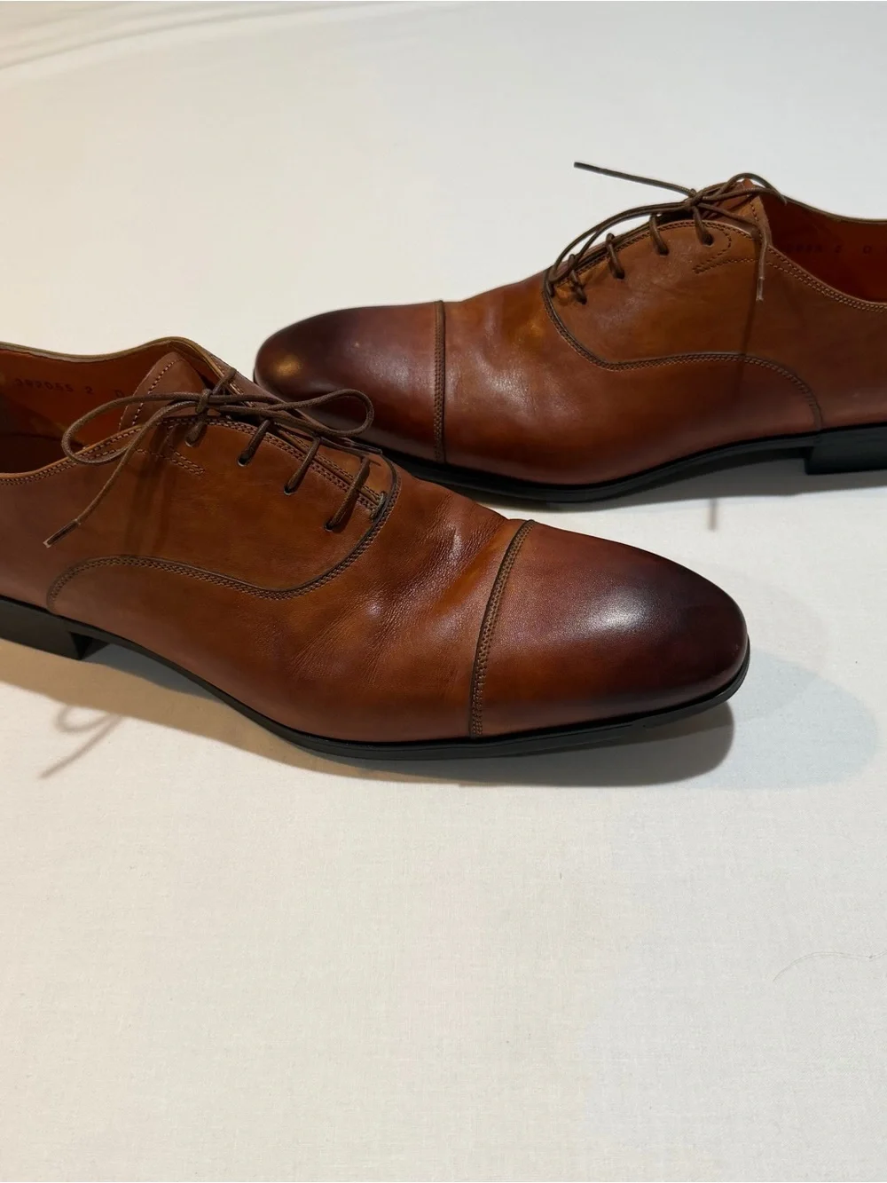 Santoni Mens Size US 12 D Cap Toe Lace Up Oxford Brown Dress Shoes 392055